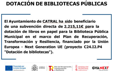 Subvención para la dotación de libros en papel para la Biblioteca Pública Municipal GVA Next Generation UE